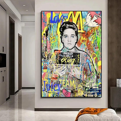 Banksy Style Famous Elvis Presley Pop Art Modern Painting