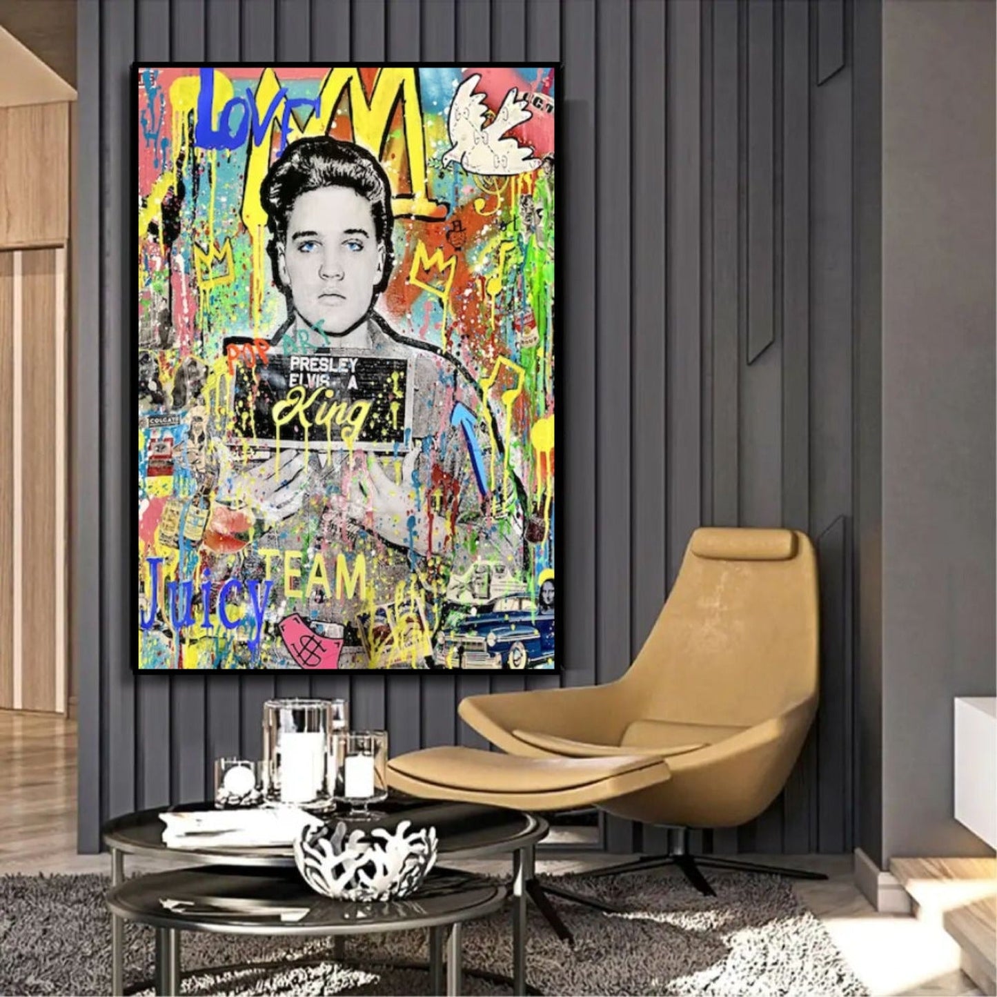 Banksy Style Famous Elvis Presley Pop Art Modern Painting