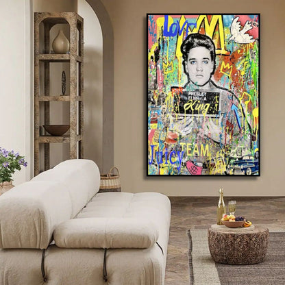 Banksy Style Famous Elvis Presley Pop Art Modern Painting