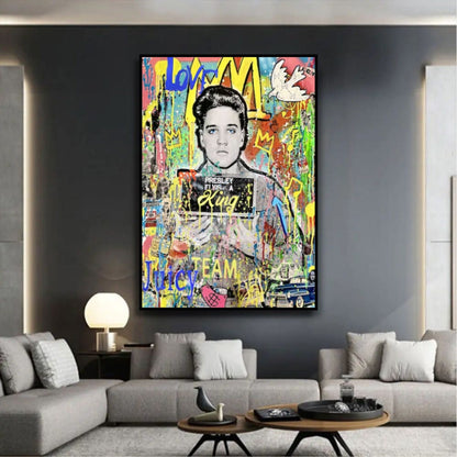 Banksy Style Famous Elvis Presley Pop Art Modern Painting