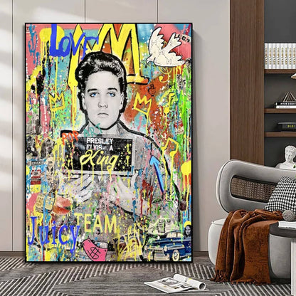 Banksy Style Famous Elvis Presley Pop Art Modern Painting