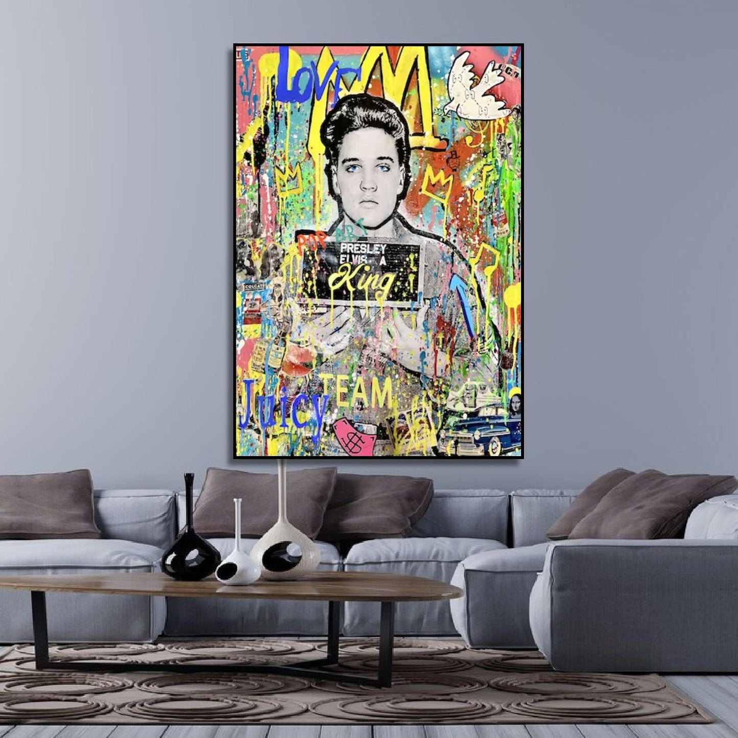 Banksy Style Famous Elvis Presley Pop Art Modern Painting