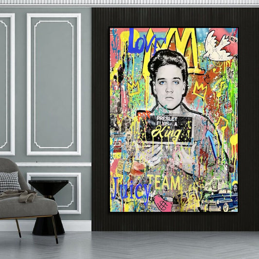 Banksy Style Famous Elvis Presley Pop Art Modern Painting