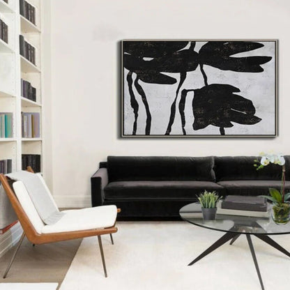 Black and White Flowers Modern Wall Hanging Art