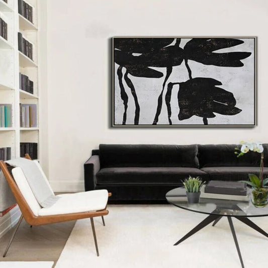 Black and White Flowers Modern Wall Hanging Art