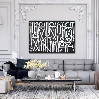 Black and White Retna-Inspired Calligraffiti Painting