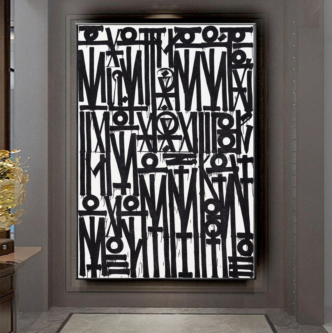 Black and White Retna Replica Graffiti Hand Crafted Art