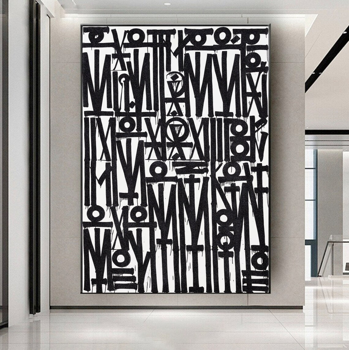 Black and White Retna Replica Graffiti Hand Crafted Art