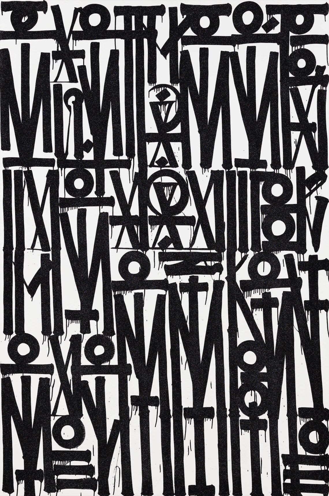 Black and White Retna Replica Graffiti Hand Crafted Art