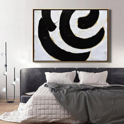 Swirl Black and White Minimalist Abstract Art