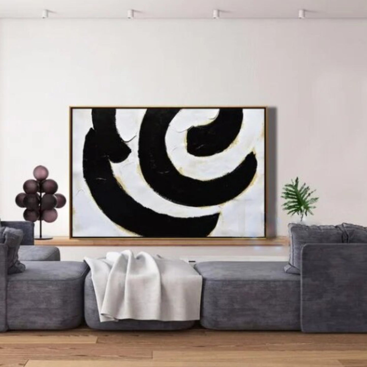 Swirl Black and White Minimalist Abstract Art