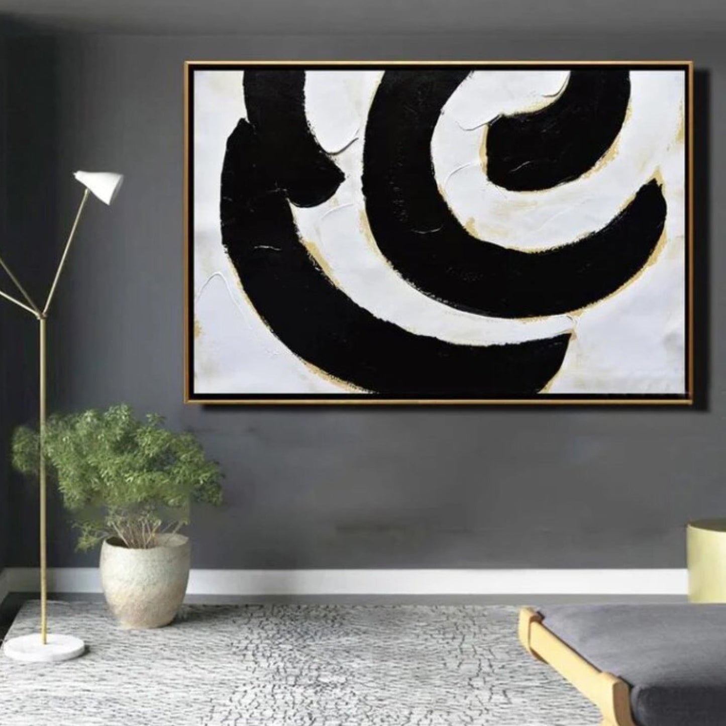 Swirl Black and White Minimalist Abstract Art