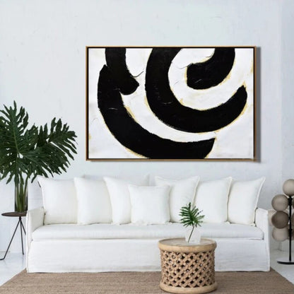 Swirl Black and White Minimalist Abstract Art