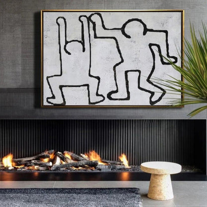 Black & White Abstract Dancing Man Contemporary Art