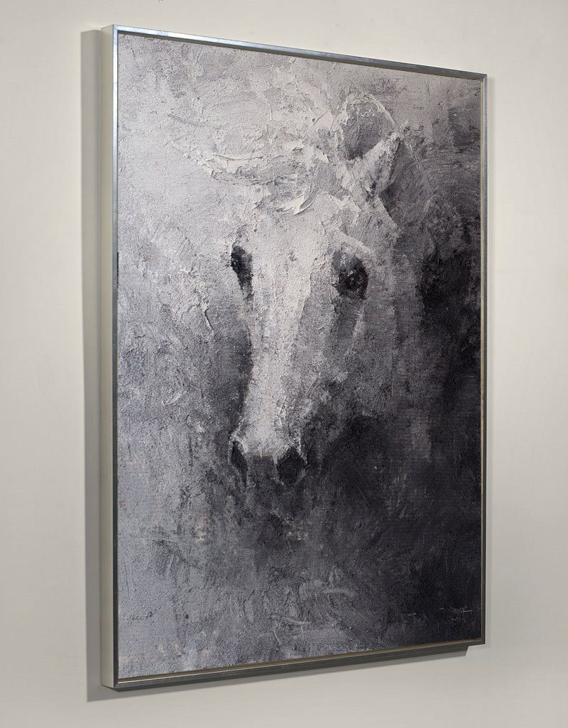 Black White Abstract Horse Painting #ANH04