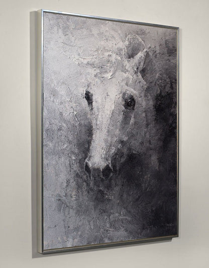 Black White Abstract Horse Painting #ANH04