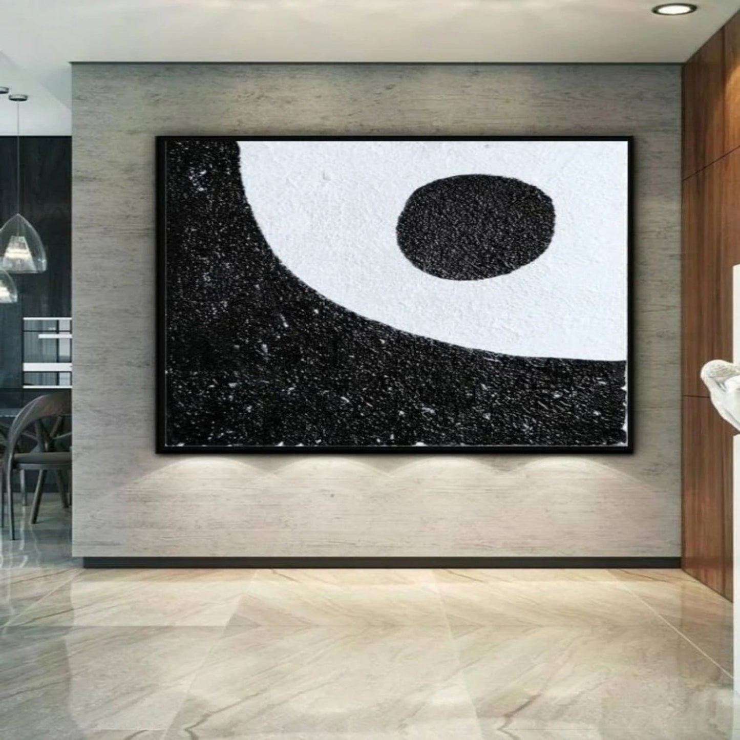 Black White Geometric Art with Minimalist Texture