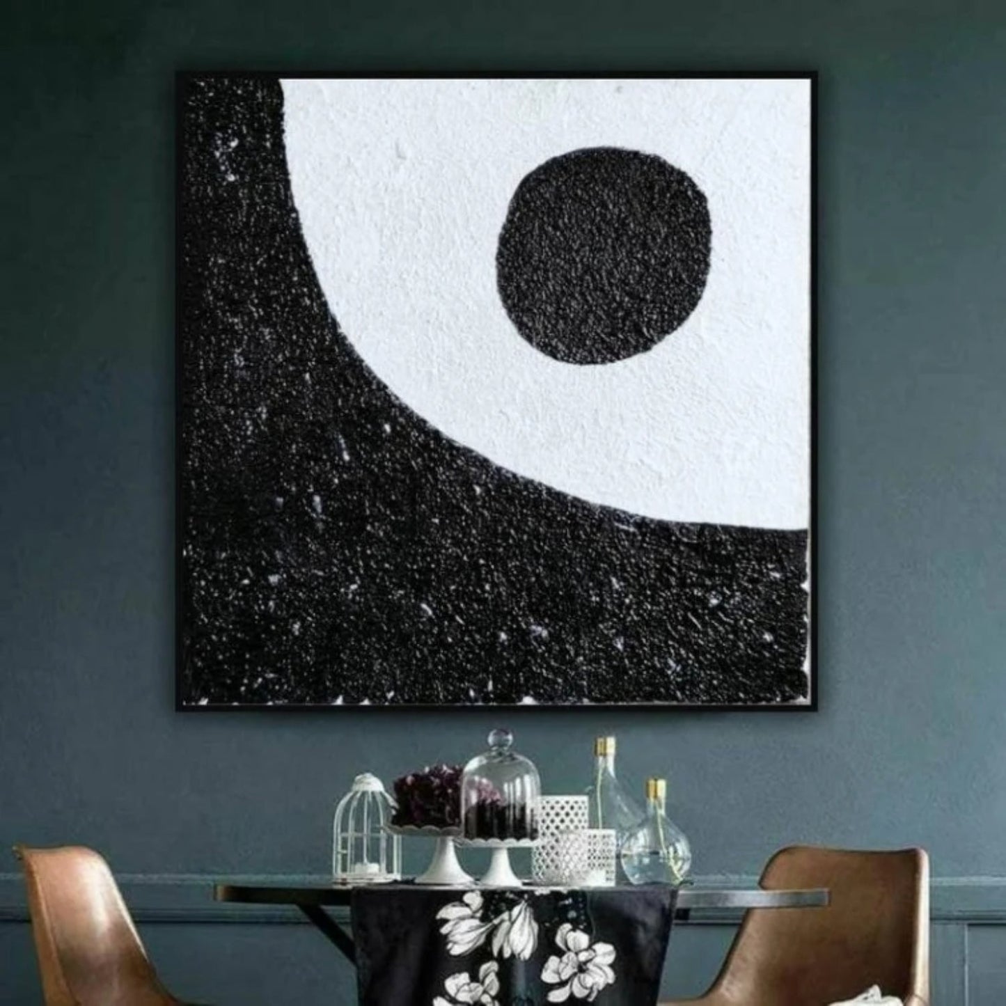 Black White Geometric Art with Minimalist Texture