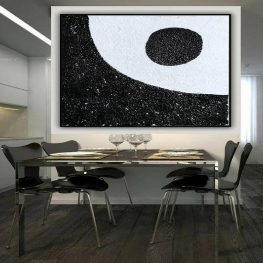 Black White Geometric Art with Minimalist Texture