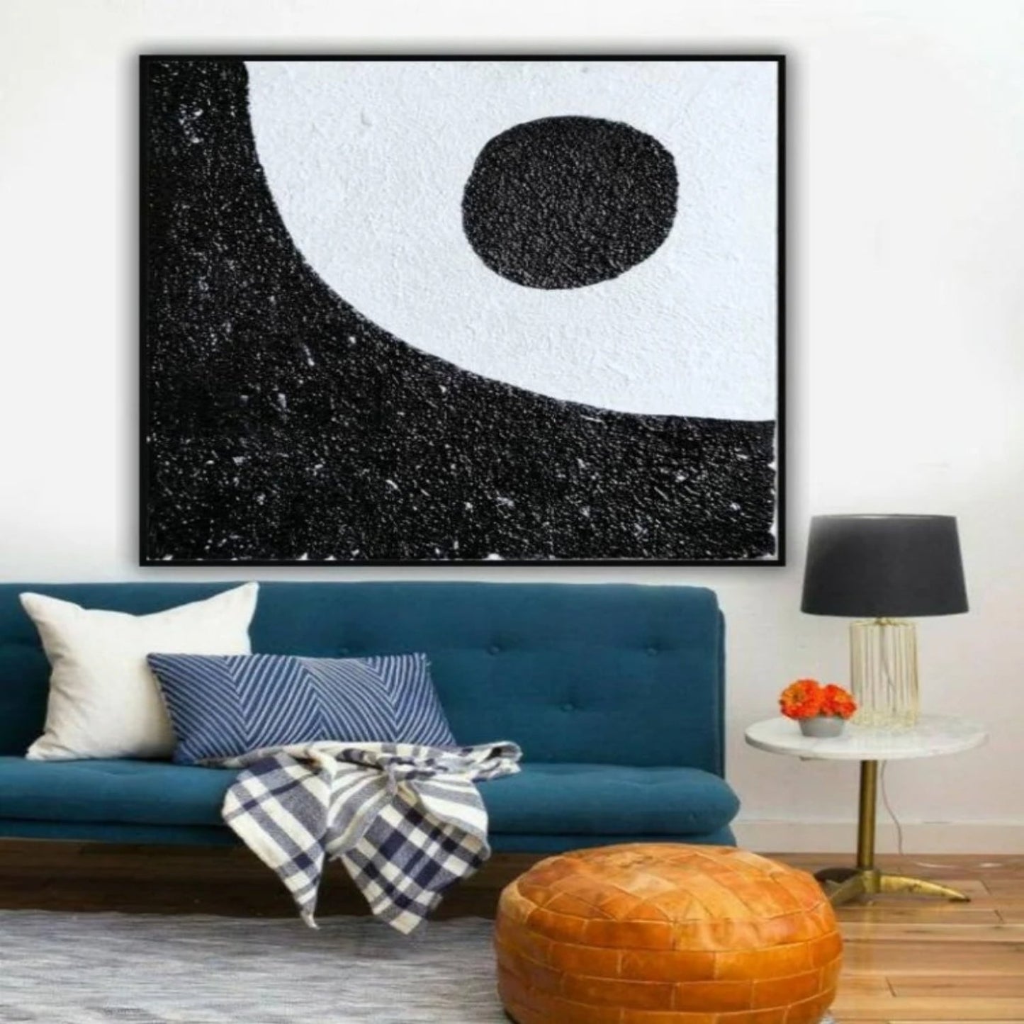 Black White Geometric Art with Minimalist Texture