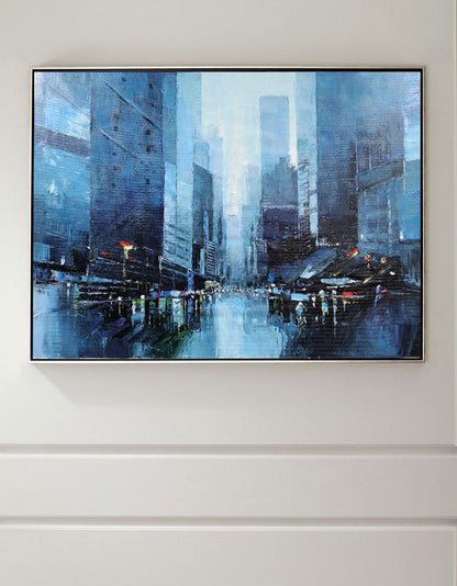 Blue Abstract Cityscape Art #URH01