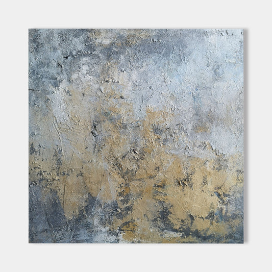 Yellow Grey Abstract Painting 40'' X 40'' #IS11