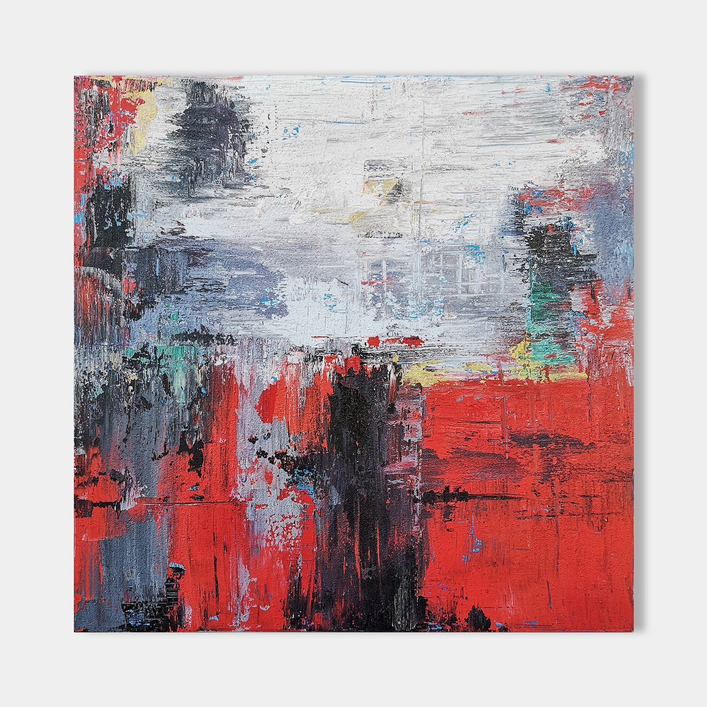 Red Abstract Painting 40'' X 40'' #IS48