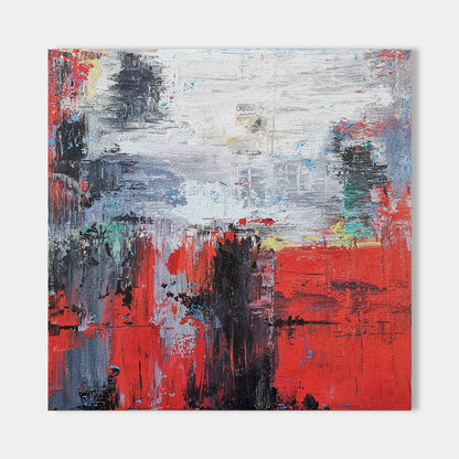 Red Abstract Painting 40'' X 40'' #IS48