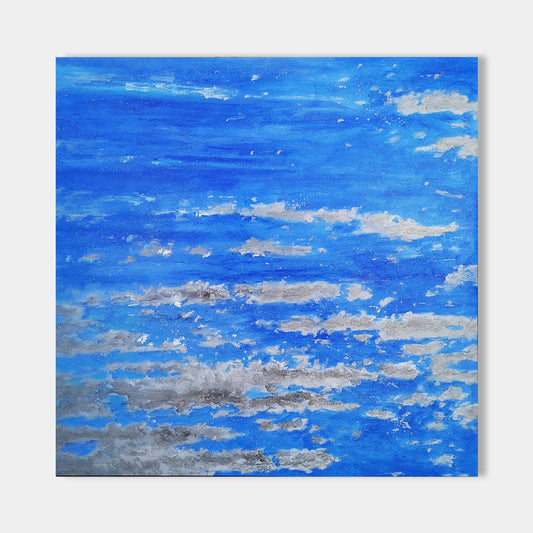Square Blue Abstract Painting 40'' X 40'' #IS50