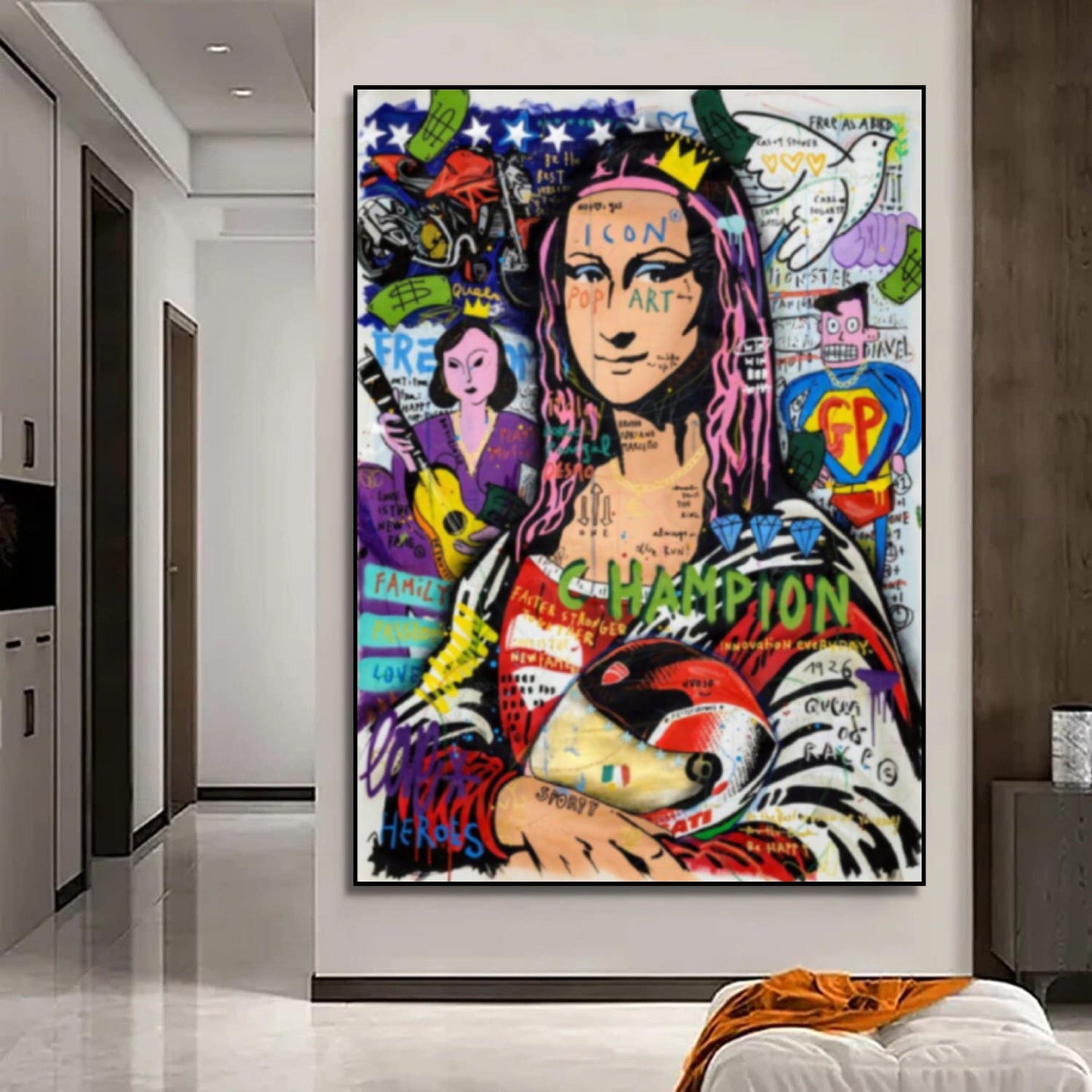 Champion Mona Lisa Graffiti Pop Art Inspirational Painting