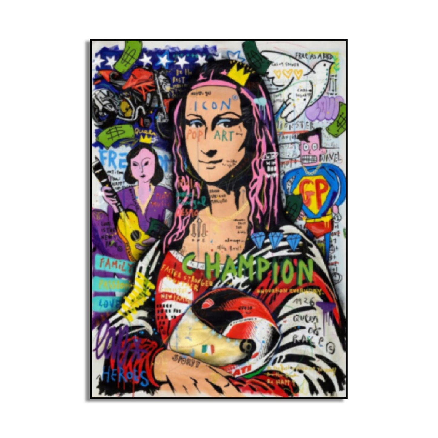 Champion Mona Lisa Graffiti Pop Art Inspirational Painting