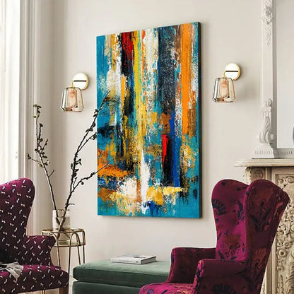 Colourful Abstract Cityscape Acrylic Canvas Art