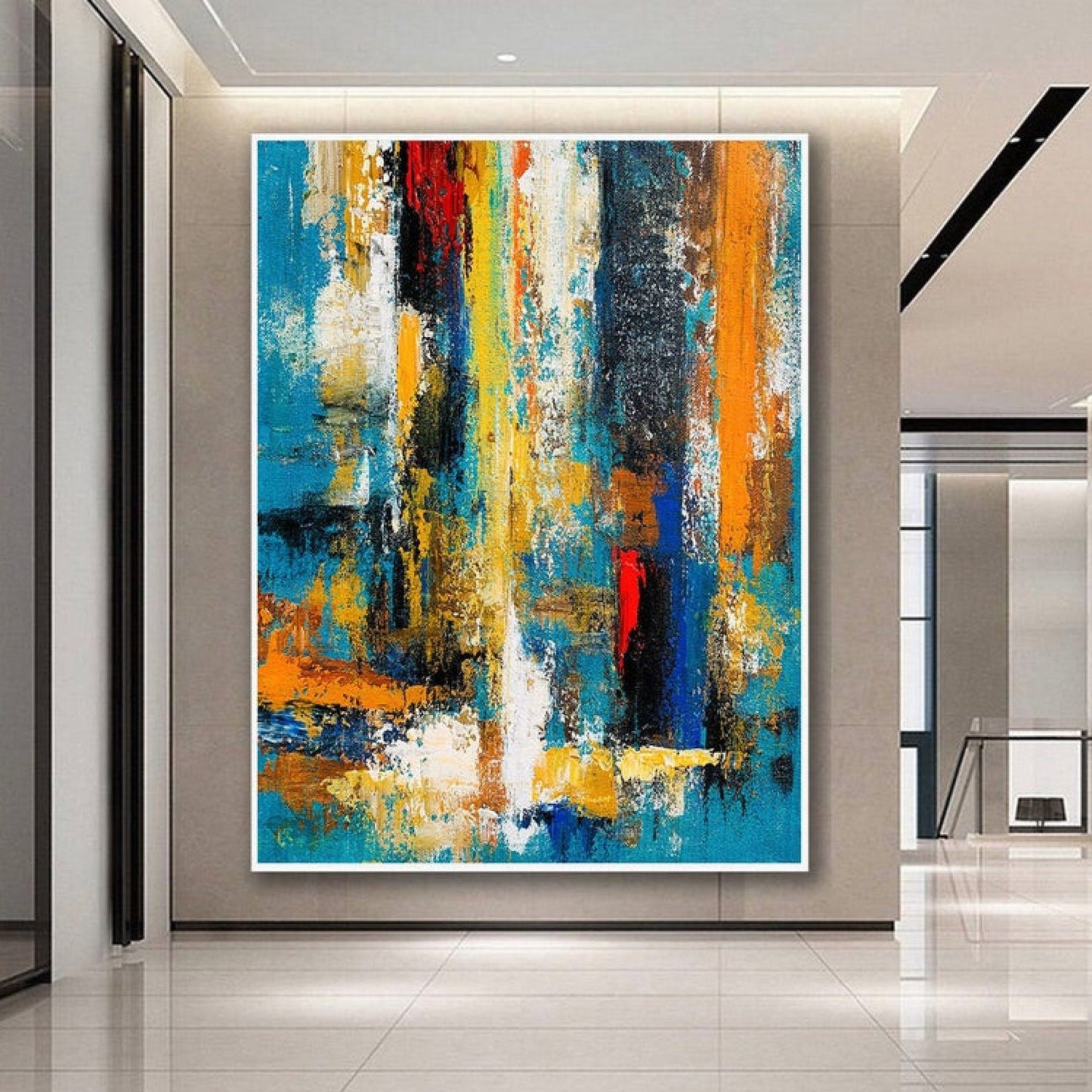 Colourful Abstract Cityscape Acrylic Canvas Art