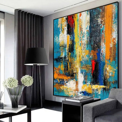 Colourful Abstract Cityscape Acrylic Canvas Art