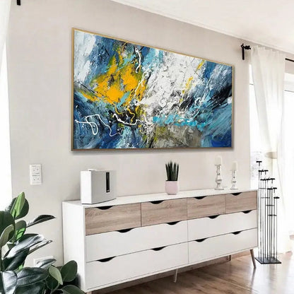 Colourful Abstract Serene Seascape Minimal Drip Artwork