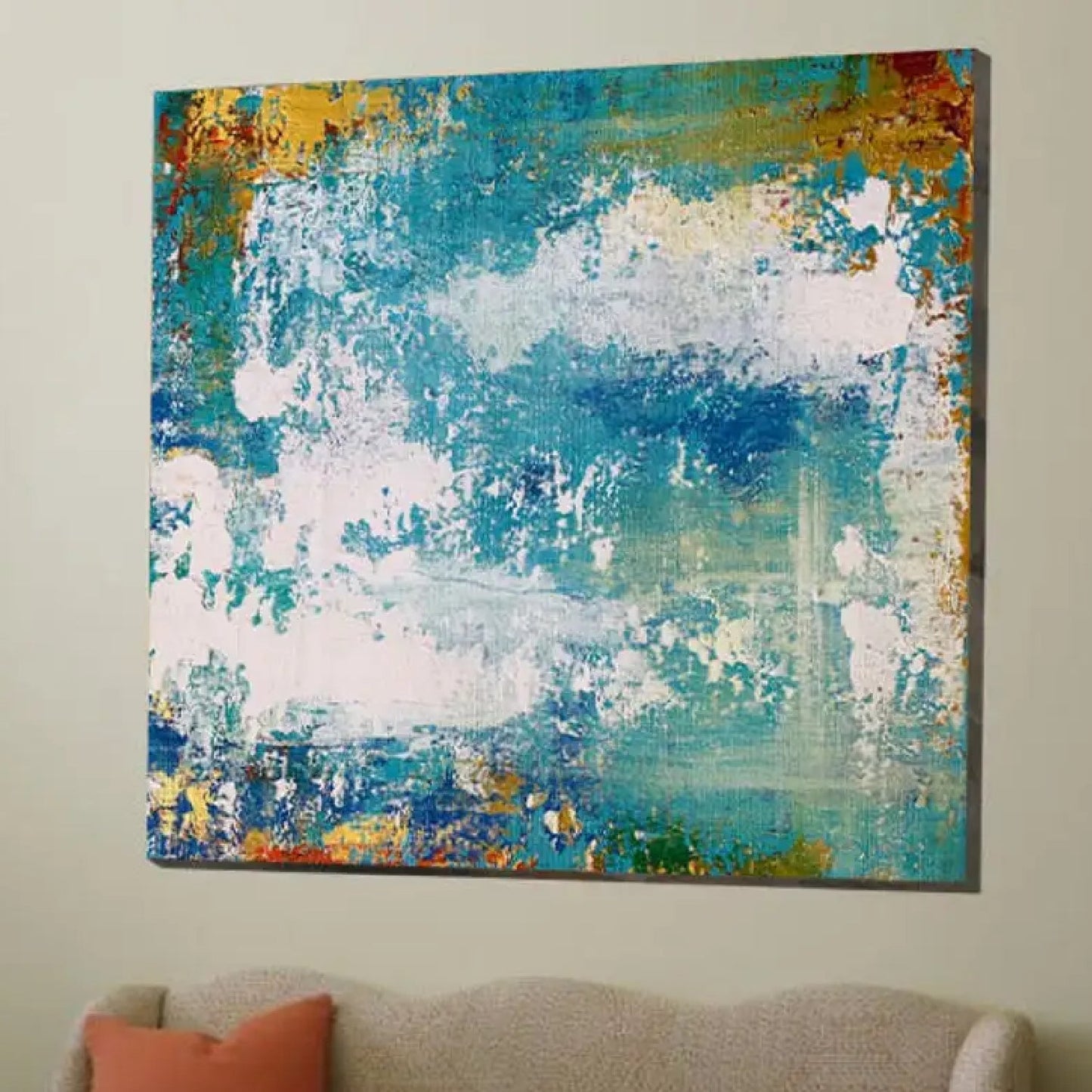 Contemporary Abstract Blue White Textured Painting