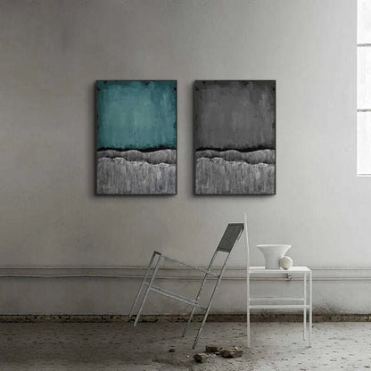 Customized Green & Grey Shade Set of 2 Wall Decor Painting