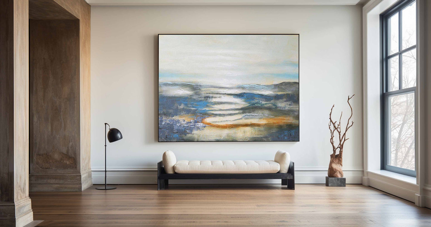 Blue Seascape Abstract Art #ABSH01