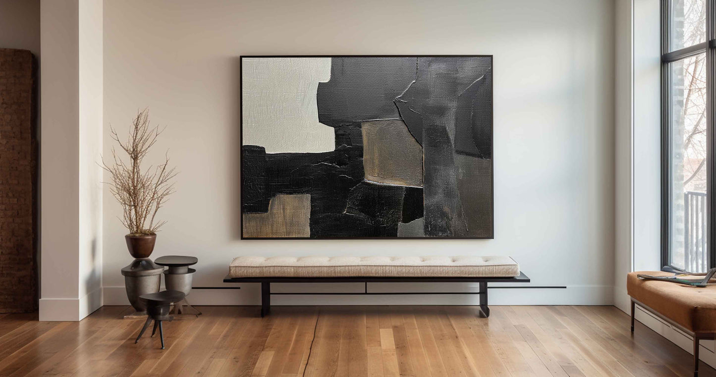 Black And Grey Abstract Painting #ABAH151