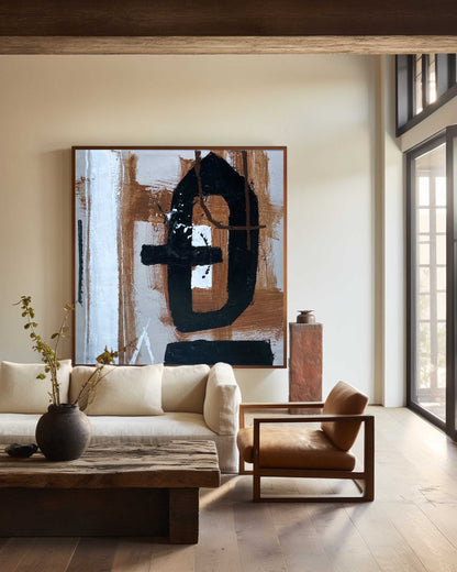 Black And Brown Abstract Painting #ABAS75