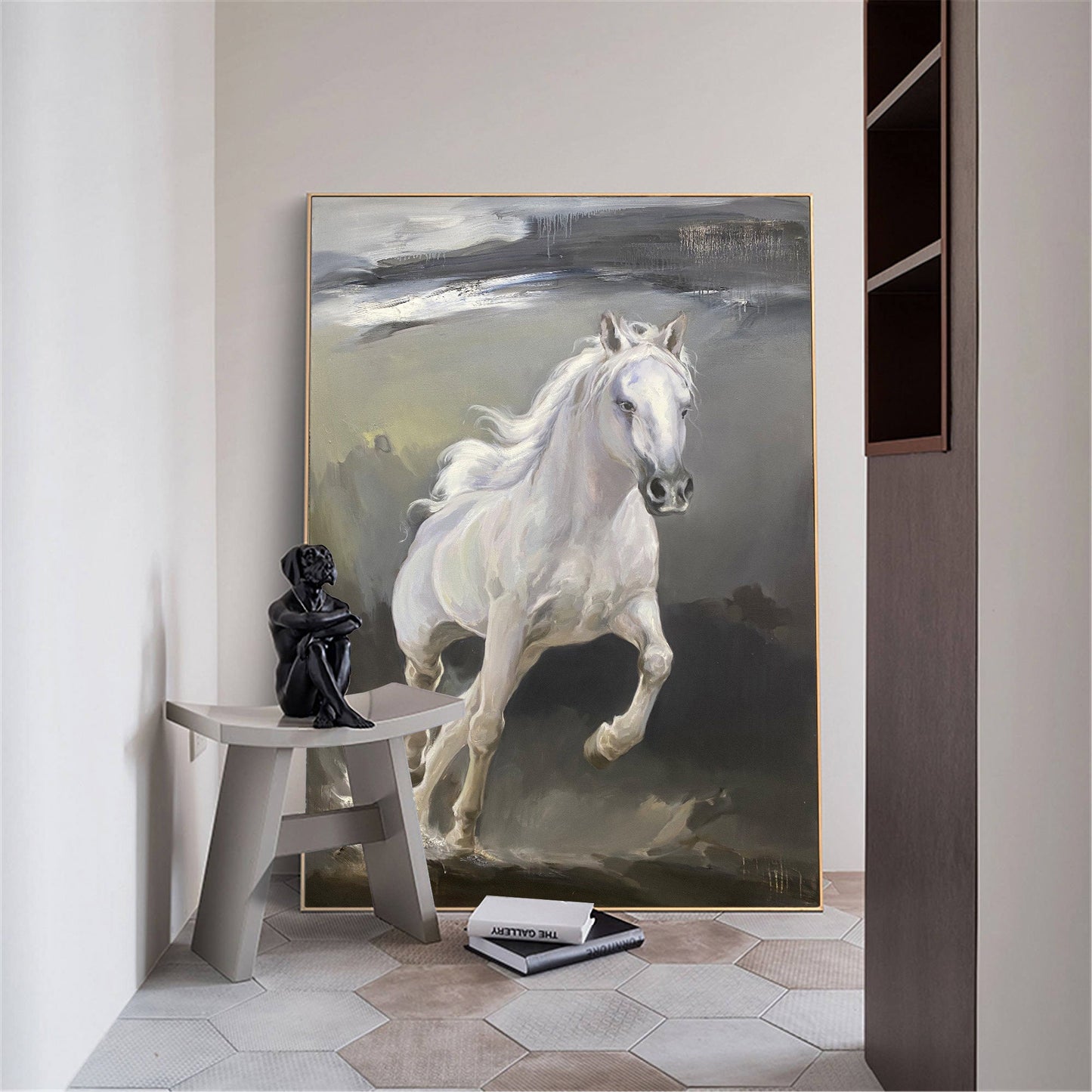 Running White Horse Painting #ANH32