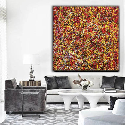 Famous Drip Painter Red Canvas Acrylic Painting