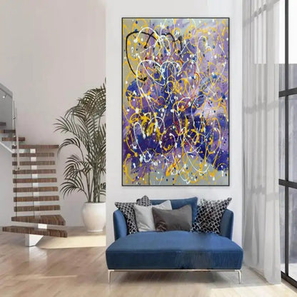 Floral Canvas Pollock Style Replica Painting