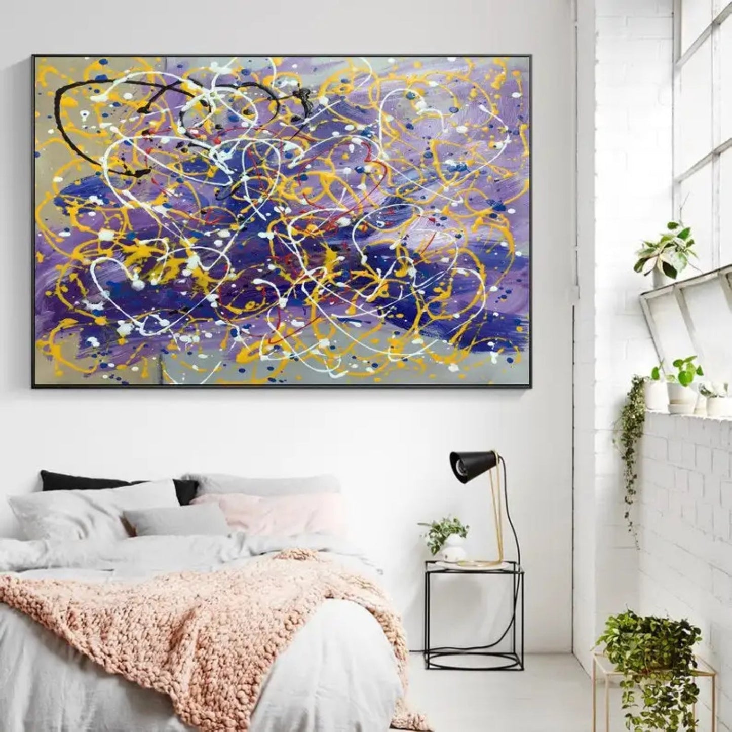 Floral Canvas Pollock Style Replica Painting