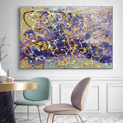 Floral Canvas Pollock Style Replica Painting