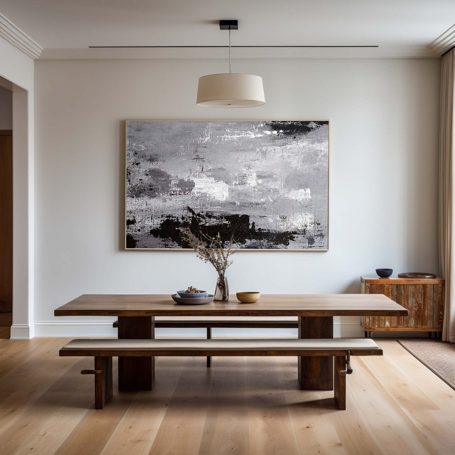 Black White Gray Abstract Art #ABAH22