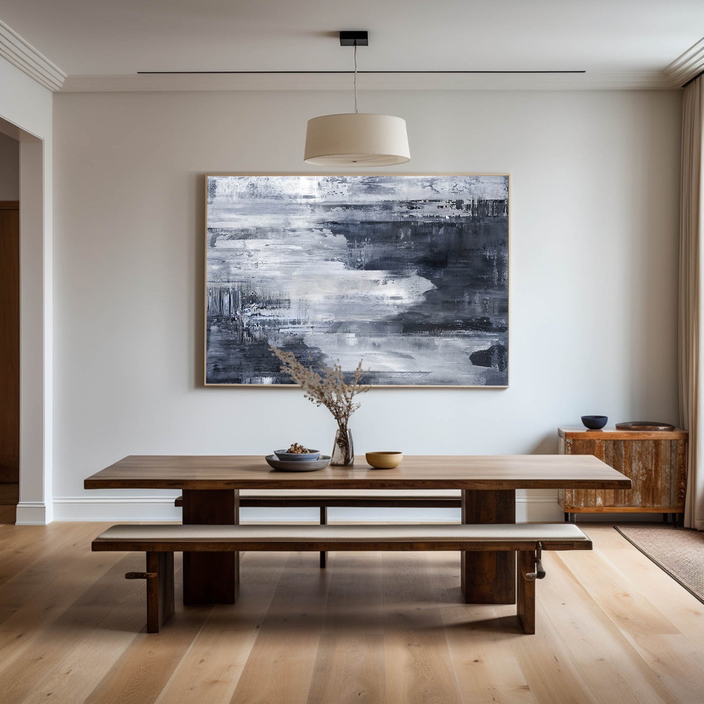 Deep Blue Abstract Coastal Painting #ABSH13