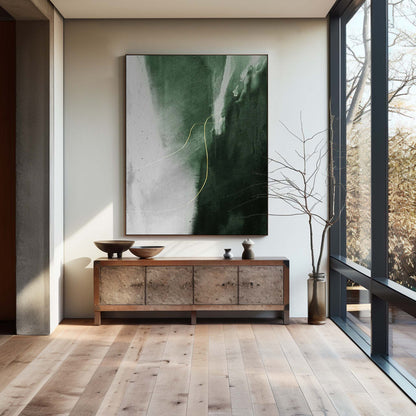 Green And Gold Abstract Painting #ABAV131