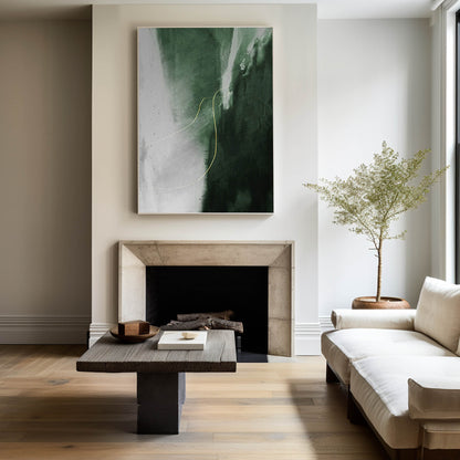 Green And Gold Abstract Painting #ABAV131