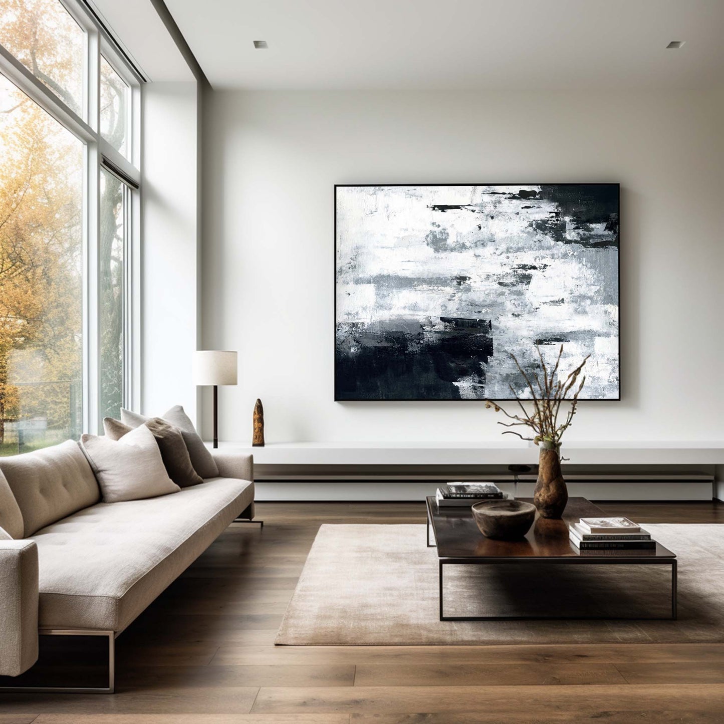 Black Gray Abstract Art #ABAH18